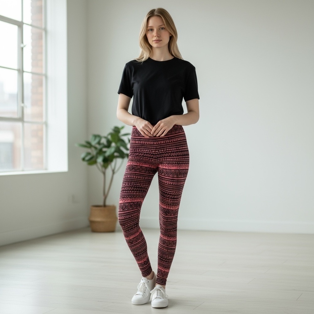 Forever 21 Red Black Leggings